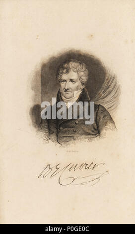 Georges Cuvier, French naturalist and zoologist, 1769-1832. Steel engraving by Lizars from Sir William Jardine's The Naturalist's Library, W.H. Lizars, Edinburgh, 1843. Stock Photo
