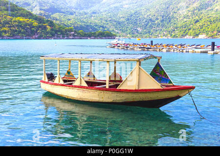 LABADEE, HAITI - MAY 01, 2018: Haitian Fishing Boat: An old fishing boat near Labadee Stock Photo