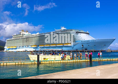 LABADEE, HAITI - MAY 01, 2018: Royal Caribbean, Oasis of the Seas docked in Labadee, Haiti on May 1 2018. Stock Photo