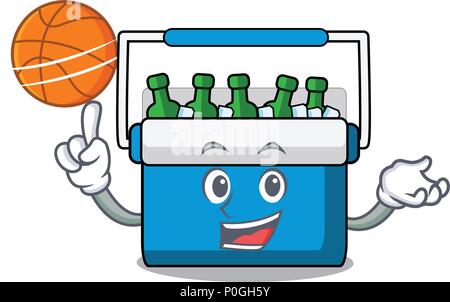 With basketball freezer bag character cartoon Stock Vector