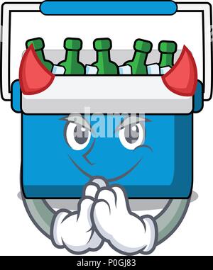 Devil freezer bag mascot cartoon Stock Vector