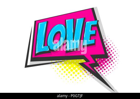 Love pop art comic book text speech bubble Stock Vector