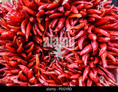 Ring of fire wreath of red, dried chili peppers from Santa Fe, New Mexico Stock Photo