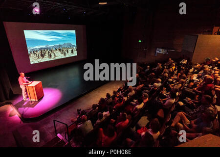 Photographer H. Mark Weidman presents an Antarctica Patagonia travelogue in the Steamplant Event Center theater; Salida; Colorado; USA Stock Photo