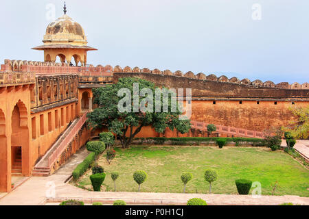 Charbagh Garden in Jaigarh Fort near Jaipur, Rajasthan, India. The fort was built by Jai Singh II in 1726 to protect the Amber Fort Stock Photo