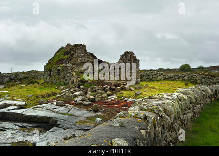 Old ruin in Irish Landscape, Connemara, County Galway, Republic of Ireland, Europe. Stock Photo