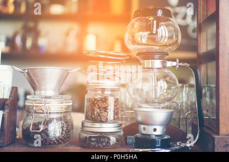 Coffee Maker in Coffee Shop Stock Photo