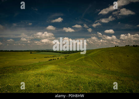 View from Knap Hill Neolithic causewayed enclosure in the Vale of Pewsey, Wiltshire, UK Stock Photo