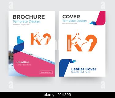 k9 brochure flyer design template with abstract photo background, minimalist trend business corporate roll up or annual report Stock Vector