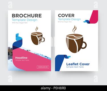 cafeteria brochure flyer design template with abstract photo background, minimalist trend business corporate roll up or annual report Stock Vector