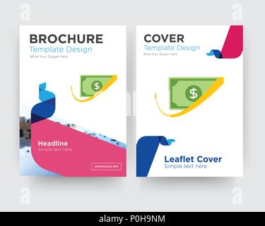 cashback brochure flyer design template with abstract photo background, minimalist trend business corporate roll up or annual report Stock Vector