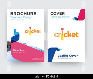 cricket brochure flyer design template with abstract photo background, minimalist trend business corporate roll up or annual report Stock Vector