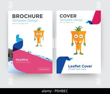 mascot brochure flyer design template with abstract photo background, minimalist trend business corporate roll up or annual report Stock Vector