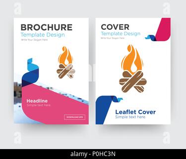 bonfire brochure flyer design template with abstract photo background, minimalist trend business corporate roll up or annual report Stock Vector