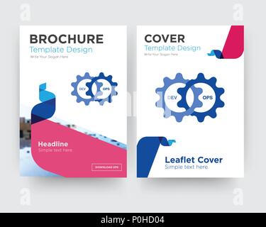 devops brochure flyer design template with abstract photo background, minimalist trend business corporate roll up or annual report Stock Vector