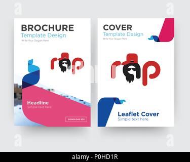 rap brochure flyer design template with abstract photo background, minimalist trend business corporate roll up or annual report Stock Vector