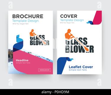 glass blower brochure flyer design template with abstract photo background, minimalist trend business corporate roll up or annual report Stock Vector