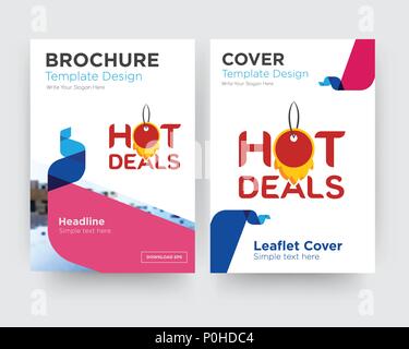 hot deals brochure flyer design template with abstract photo background, minimalist trend business corporate roll up or annual report Stock Vector