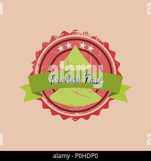 Christmas badge with the German words Merry Christmas, vector illustration Stock Vector