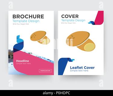 potato brochure flyer design template with abstract photo background, minimalist trend business corporate roll up or annual report Stock Vector