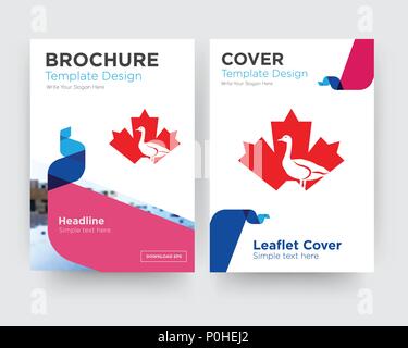 canada goose brochure flyer design template with abstract photo background, minimalist trend business corporate roll up or annual report Stock Vector