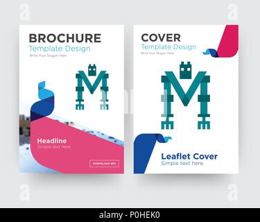mech brochure flyer design template with abstract photo background, minimalist trend business corporate roll up or annual report Stock Vector