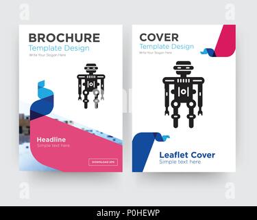 Robot brochure flyer design template with abstract photo background, minimalist trend business corporate roll up or annual report Stock Vector