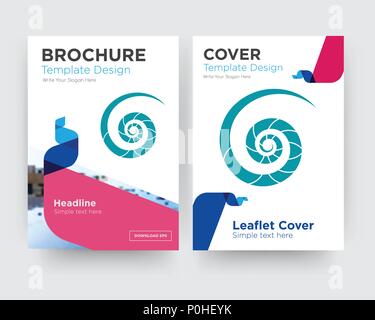 nautilus shell brochure flyer design template with abstract photo background, minimalist trend business corporate roll up or annual report Stock Vector