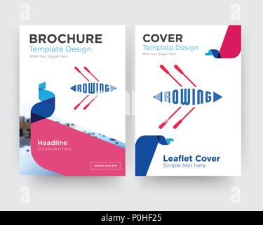rowing brochure flyer design template with abstract photo background, minimalist trend business corporate roll up or annual report Stock Vector