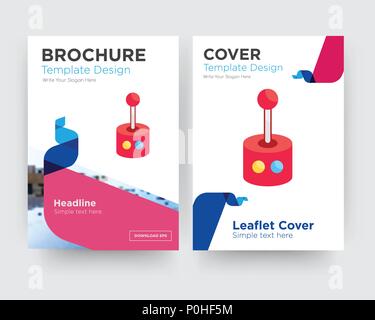 retropie brochure flyer design template with abstract photo background, minimalist trend business corporate roll up or annual report Stock Vector