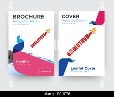 molotov brochure flyer design template with abstract photo background, minimalist trend business corporate roll up or annual report Stock Vector