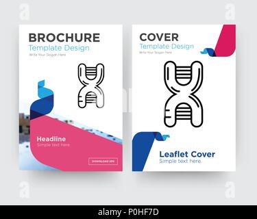 DNA Sequence brochure flyer design template with abstract photo background, minimalist trend business corporate roll up or annual report Stock Vector