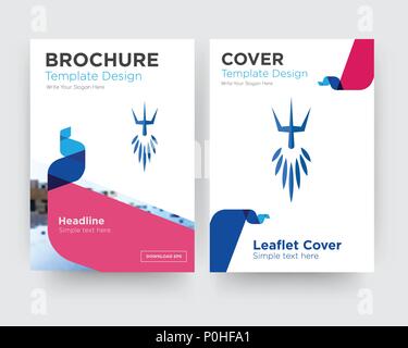 poseidon brochure flyer design template with abstract photo background, minimalist trend business corporate roll up or annual report Stock Vector