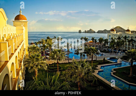 The bay of Cabo San Lucas from the Riu Palace resort, Baja, Mexico. Stock Photo