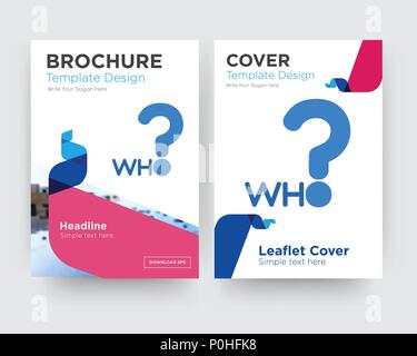 who brochure flyer design template with abstract photo background, minimalist trend business corporate roll up or annual report Stock Vector