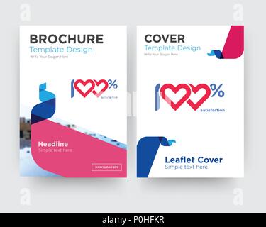 100 satisfaction brochure flyer design template with abstract photo background, minimalist trend business corporate roll up or annual report Stock Vector