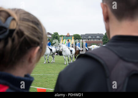 Cambridge uk, 2018-June-09. Now in its 12th year this much loved and popular family event takes place in the heart of Cambridge. All day entertainment will include brand new Heavy Horse Display Team, Savage Bike Skills Display Team, Historical Re-enactment, birds of prey flying displays, terrier racing, children’s entertainer Devistick Peat plus Circus Skills Workshop, the goat show including bottle feeding lambs and kids, children’s petting pens, historical re-enactment with Yellow Ribbon & 17thCentury Life & Times, Moment in Time Stock Photo