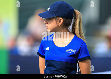 Nottingham Tennis Centre, Nottingham, UK. 9th June, 2018. The Nature Valley Open Tennis Tournament; Ball girl on court 3 Credit: Action Plus Sports/Alamy Live News Stock Photo