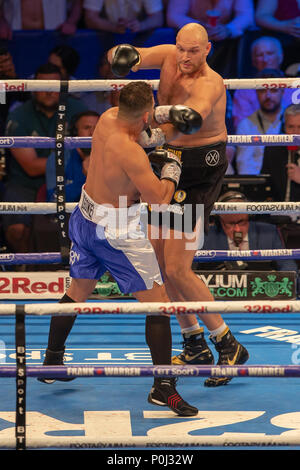 Manchester Arena, Manchester, UK. 9th June, 2018. Frank Warren Boxing Promotions, Tyson Fury versus Sefer Seferi; Tyson Fury fires a left right in his International Heavyweight Contest fight against Sefer Seferi Credit: Action Plus Sports/Alamy Live News Stock Photo