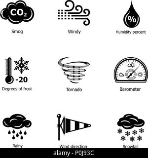 Freezing icons set, simple style Stock Vector