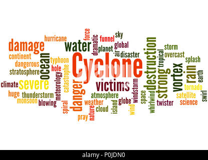 Cyclone, word cloud concept on white background. Stock Photo