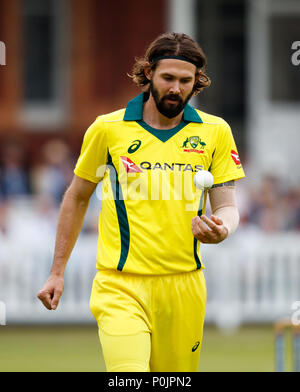 Australia's Jhye Richardson during the international friendly match at Lord's, London. Stock Photo