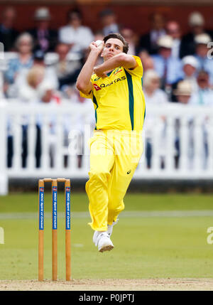 Australia's Jhye Richardson during the international friendly match at Lord's, London. Stock Photo