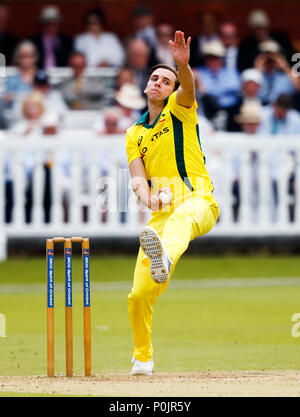 Australia's Jhye Richardson during the international friendly match at Lord's, London. Stock Photo