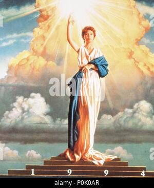 Description: A woman holding a torch as part of the Columbia Tristar Motion  Picture Group logo.. Original Film Title: FILM HISTORY: COLUMBIA STUDIOS.  English Title: FILM HISTORY: COLUMBIA STUDIOS Stock Photo 