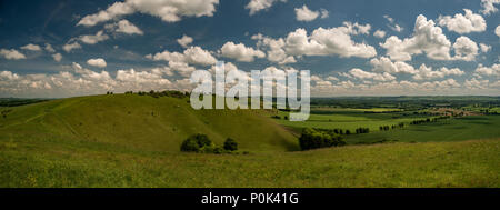 Golden Ball Hill viewed from Knap Hill Neolithic causewayed enclosure in the Vale of Pewsey, Wiltshire, UK Stock Photo