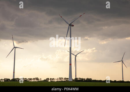 wind turbines german RWE power energy Industry  landscape Stock Photo