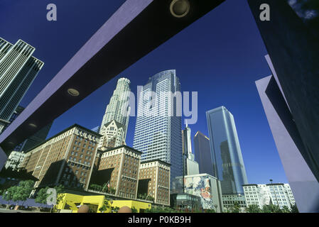 1995 HISTORICAL PERSHING SQUARE DOWNTOWN SKYLINE LOS ANGELES CALIFORNIA USA Stock Photo