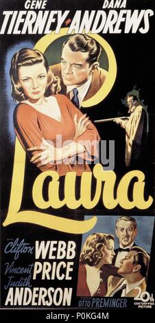 Original Film Title: LAURA.  English Title: LAURA.  Film Director: OTTO LUDWIG PREMINGER.  Year: 1944. Credit: Twentieth Century-Fox / Album Stock Photo