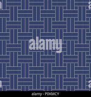 Traditional Japanese Embroidery Ornament with lines and rectangles. Vector seamless pattern. Stock Vector